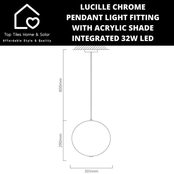 Lucille Chrome Pendant Light Fitting with Acrylic Shade - 32W LED