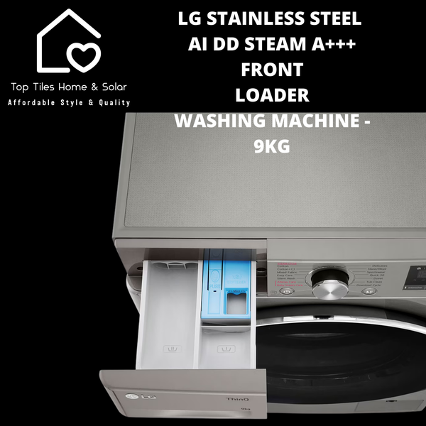 LG Stainless Steel AI DD Steam A+++ Front Loader Washing Machine - 9kg