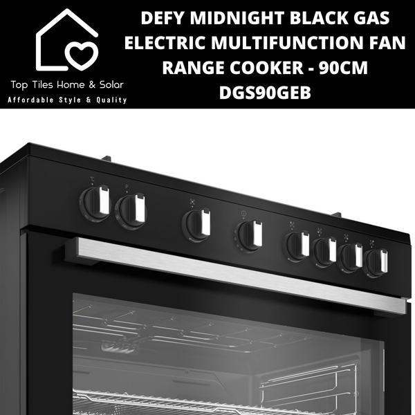 Defy Midnight Black Gas Electric Multifunction Fan Range Cooker - 90cm DGS90GEB