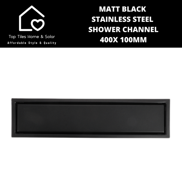 Matt Black Stainless Steel Shower Channel - 400 x 100mm