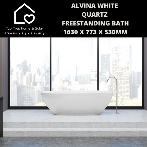 Alvina White Quartz Freestanding Bath - 1630 x 773 x 530mm