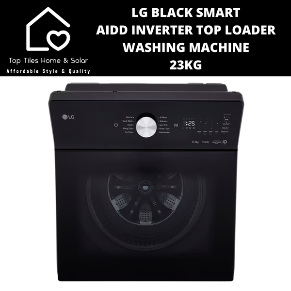 LG Black Smart AIDD Inverter Top Loader Washing Machine - 23kg