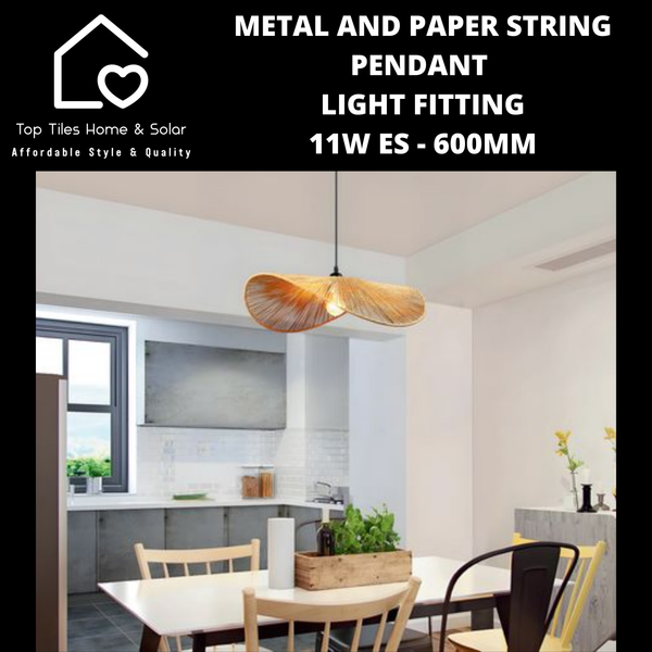 Metal and Paper String Pendant Light Fitting - 11W ES - 600mm