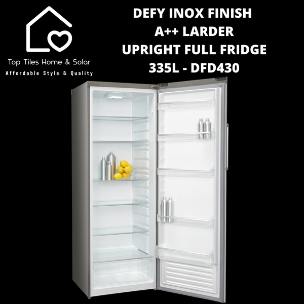 Defy Inox Finish A++ Larder Upright Full Fridge - 335L DFD430