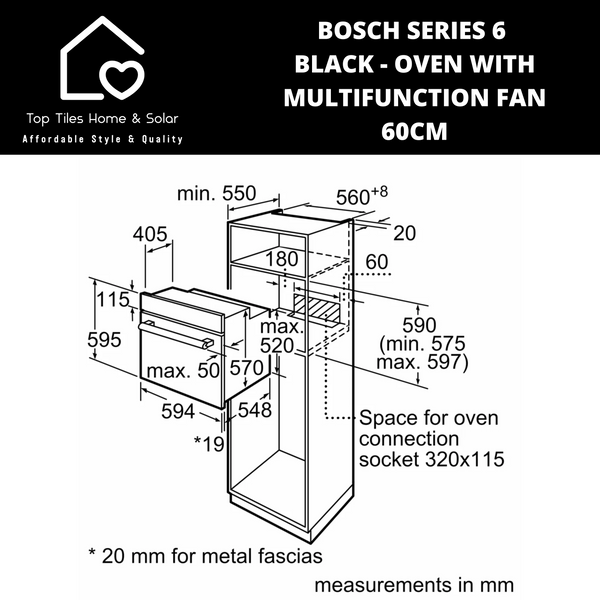 Bosch Series 6 Black - Oven with Multifunction Fan - 60cm