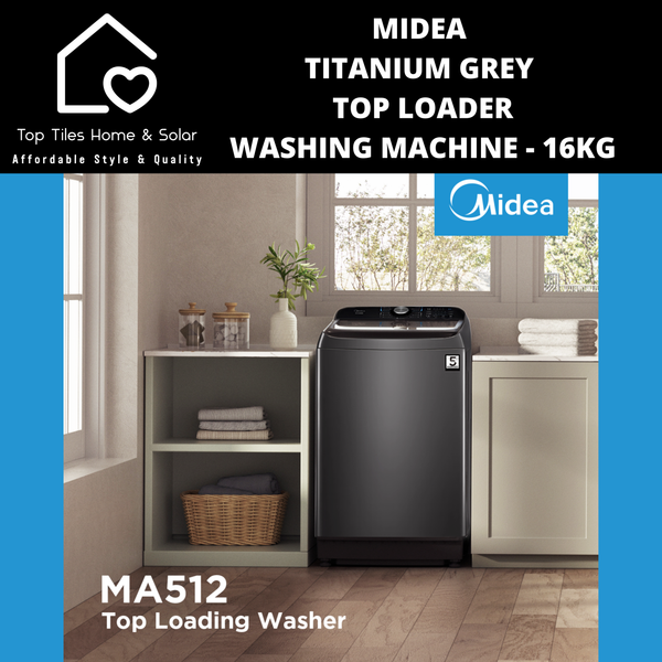 Midea Titanium Grey TurboWash Top Loader Washing Machine - 16kg