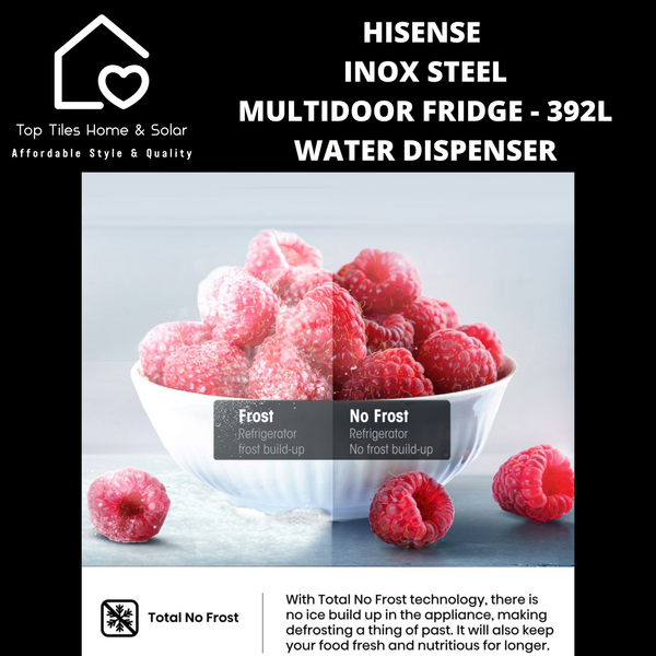 Hisense Inox Steel MultiDoor Fridge  - 392L Water Dispenser