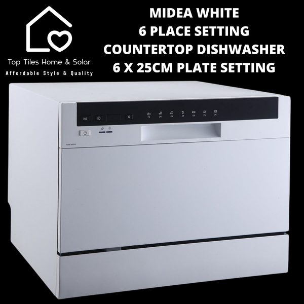 Midea White 6 Place Setting Countertop Dishwasher - 6 x 25cm Plate Setting