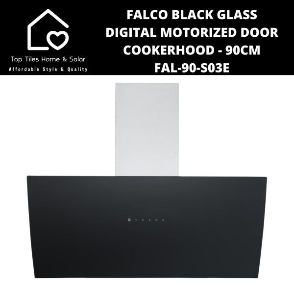 Falco Black Glass Digital Motorized Door Cookerhood - 90cm FAL-90-S03E