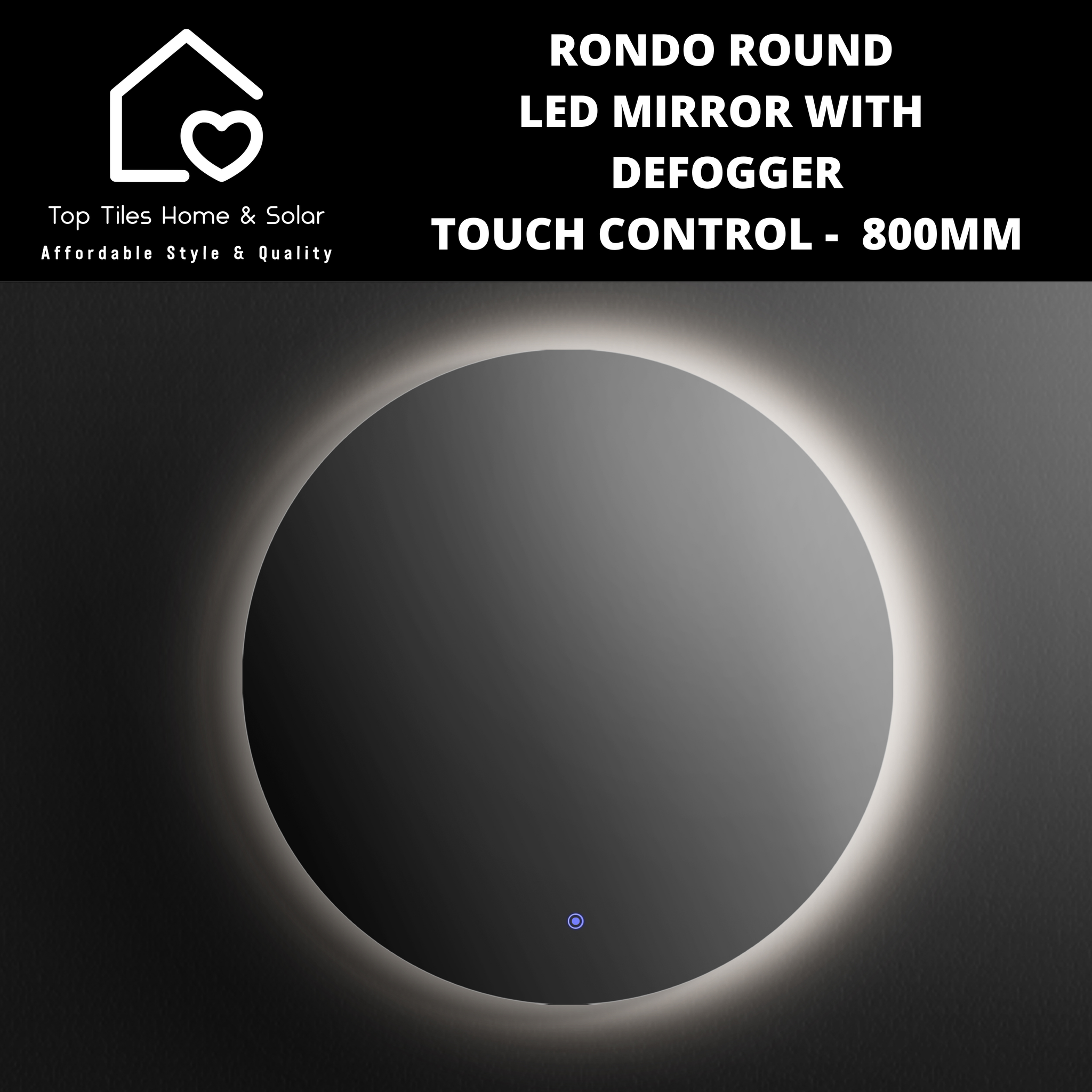 Rondo Round LED Mirror With Defogger Touch Control -  800mm