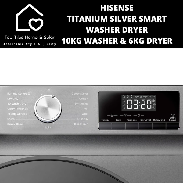 Hisense Titanium Silver Smart Washer Dryer - 10kg Washer & 6kg Dryer