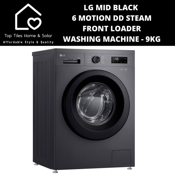 LG Mid Black 6 Motion DD Steam Front Loader Washing Machine - 9kg