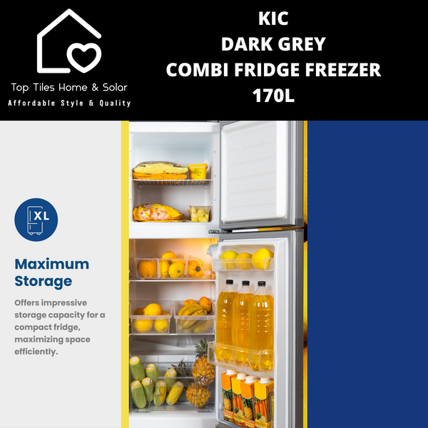 KIC Dark Grey Combi Fridge Freezer - 170L