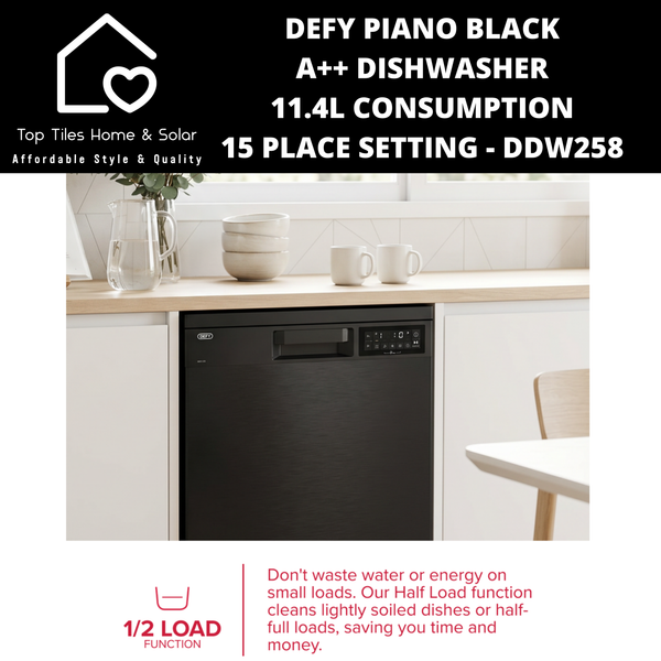 Defy Piano Black A++ Dishwasher 11.4L Consumption - 15 Place Setting DDW258