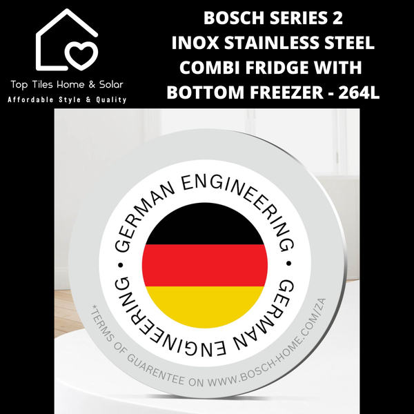 Bosch Series 2 - Inox Combi Fridge With Bottom Freezer - 264L
