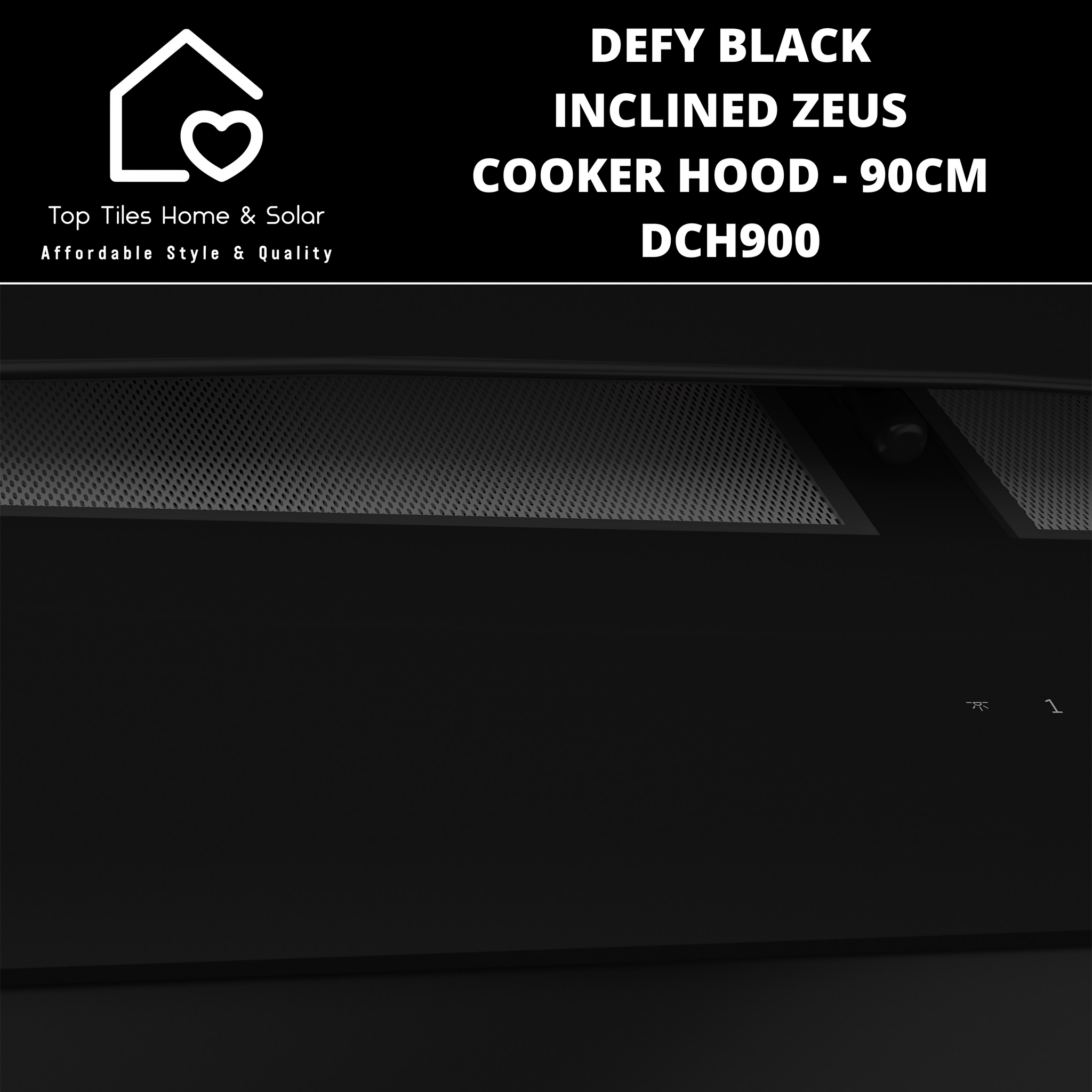 Defy Black Inclined Zeus Cooker Hood - 90cm DCH900 – Top Tiles