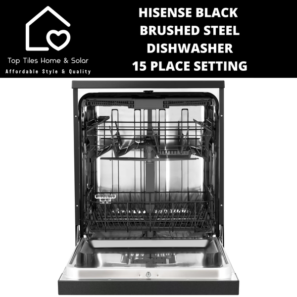 Hisense Black Brushed Steel Dishwasher - 15 Place Setting