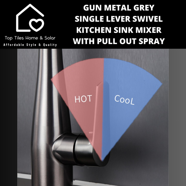 Gun Metal Grey Single Lever Swivel Kitchen Sink Mixer with Pull Out Spray