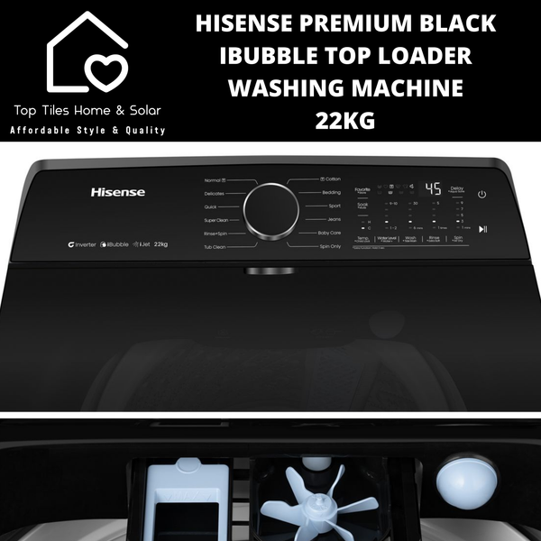 Hisense Premium Black iBubble Top Loader Washing Machine - 22kg