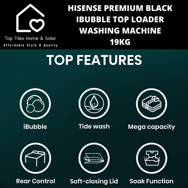 Hisense Premium Black iBubble Top Loader Washing Machine - 19kg