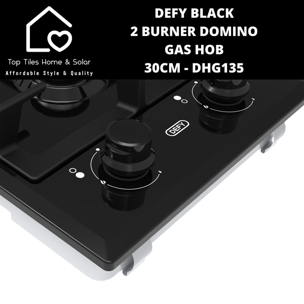 Defy Black 2 Burner Domino Gas Hob - 30cm DHG135