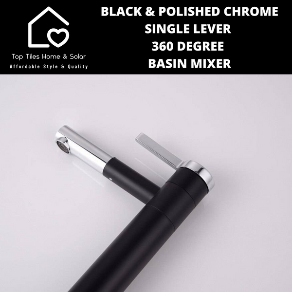 Black And Polished Chrome Single Lever 360 Basin Mixer