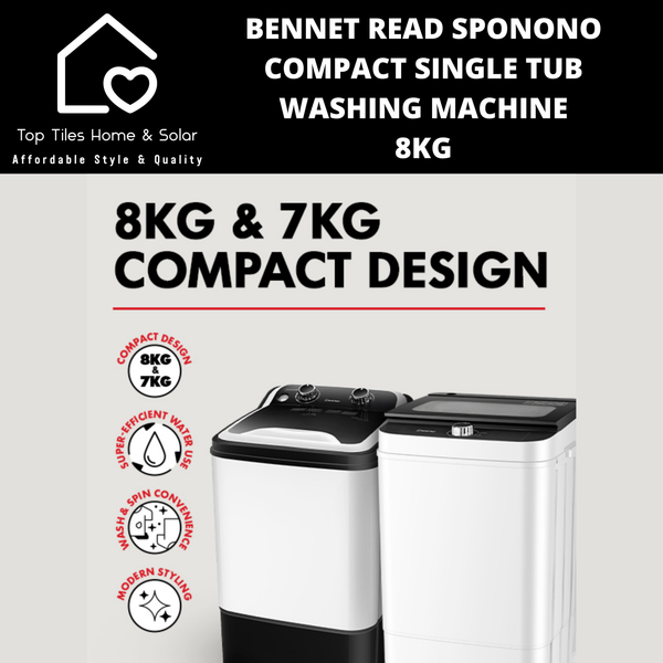 Bennet Read Sponono Compact Single Tub Washing Machine - 8kg