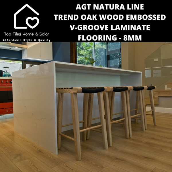 AGT Natura Line Trend Oak Wood Embossed V-Groove Laminate Flooring - 8mm