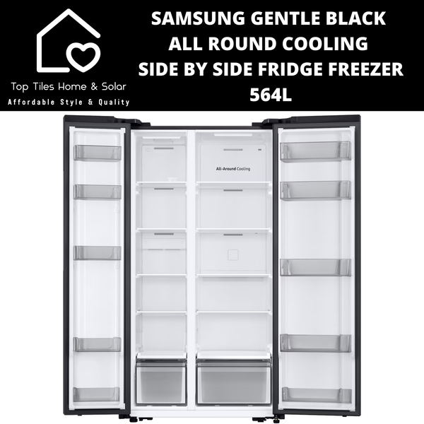 Samsung Gentle Black All Round Cooling Side by Side Fridge Freezer - 564L