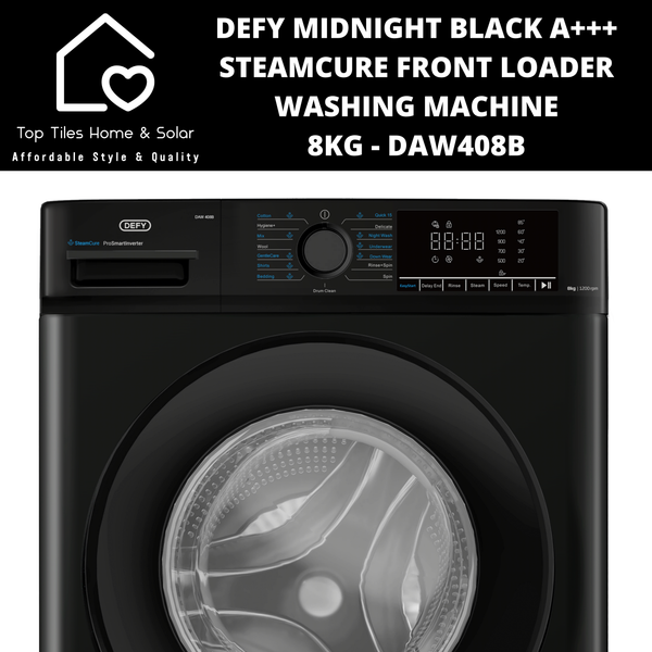 Defy Midnight Black A+++ SteamCure Front Loader Washing Machine - 8kg DAW408B