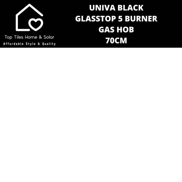 Univa Black Glasstop 5 Burner Gas Hob - 70cm
