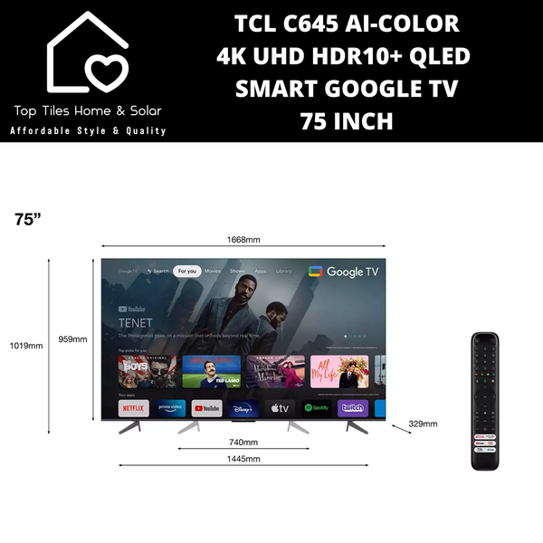 TCL C645 Ai-Color 4K UHD HDR10+ QLED Smart Google TV - 75 Inch