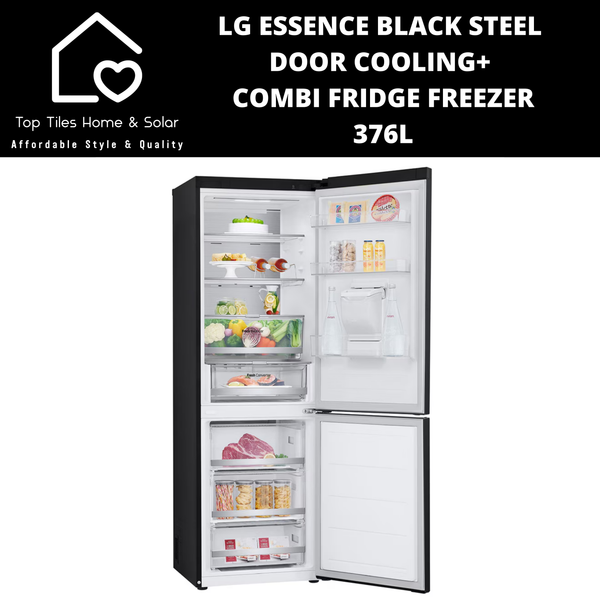 LG Essence Black Steel Door Cooling+ Fridge Freezer - 376L