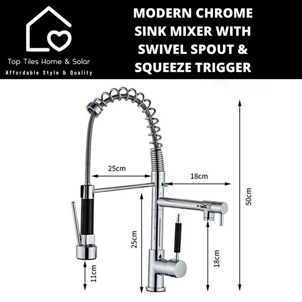 Modern Chrome Sink Mixer with Swivel Spout & Squeeze Trigger