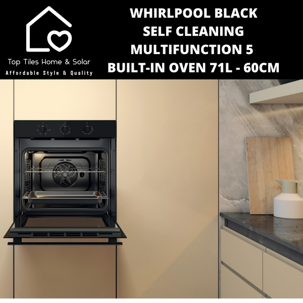Whirlpool Black Self Cleaning Multifunction5 Built-In Oven 71L - 60cm