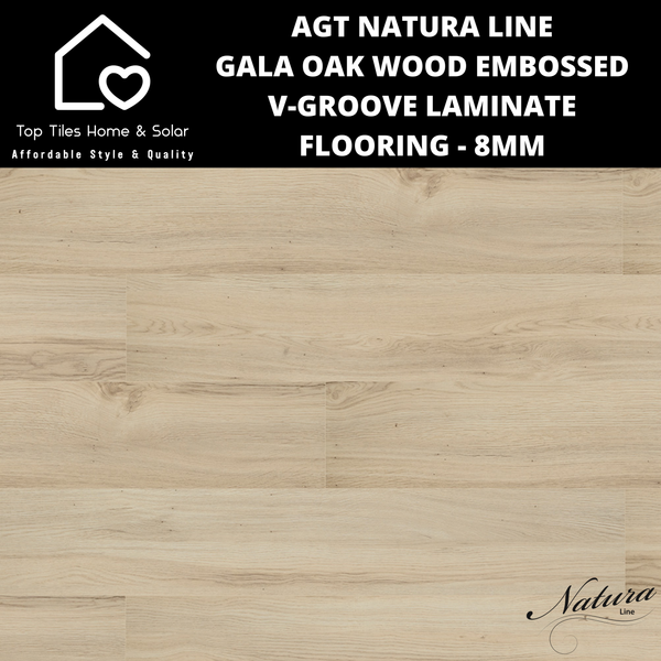 AGT Natura Line Gala Oak Wood Embossed V-Groove Laminate Flooring - 8mm