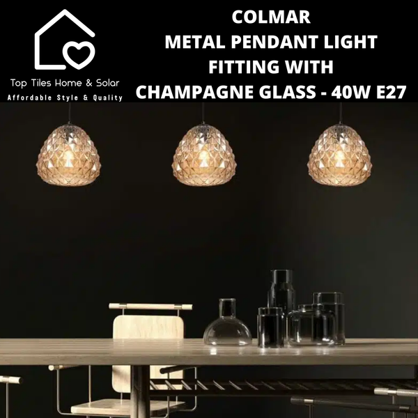 Colmar Metal Pendant Light Fitting with Champagne Glass - 40W E27