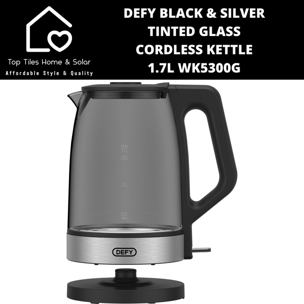 Defy Black & Silver Tinted Glass Cordless Kettle - 1.7L WK5300G