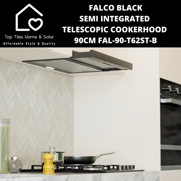 Falco Black Semi Integrated Telescopic Cookerhood - 90cm FAL-90-T62ST-B