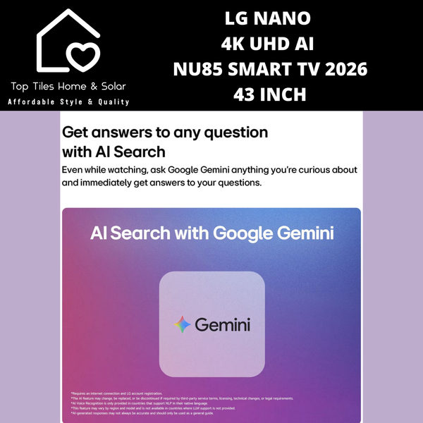 LG NANO 4K UHD AI NU85 Smart TV 2026 - 43 Inch