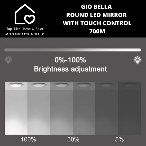 Gio Bella Round LED Mirror with Touch Control - 700m