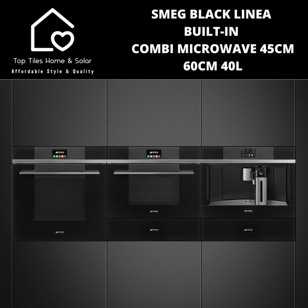 Smeg Black Linea Built-in Combi Microwave 45cm - 60cm 40L