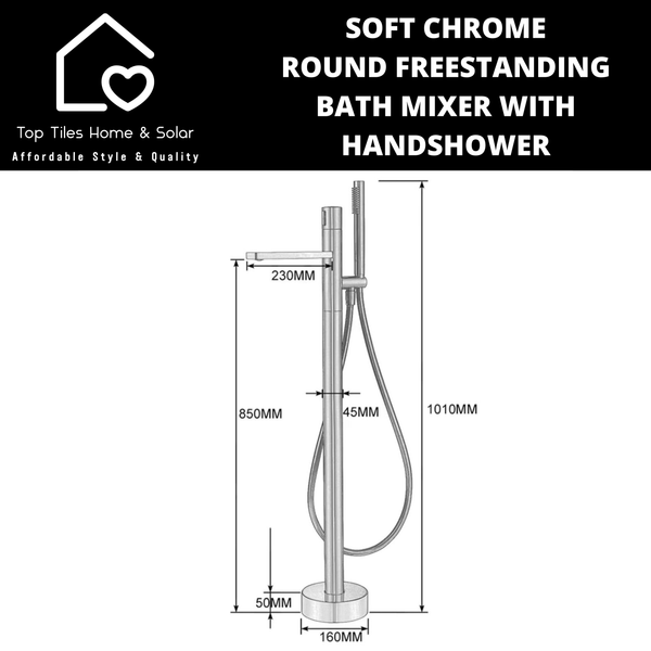 Soft Chrome Round Freestanding Bath Mixer With Handshower