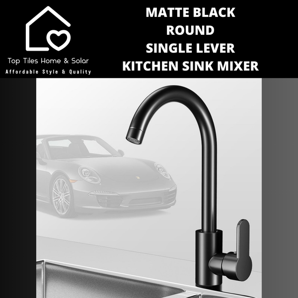 Matte Black Round Single Lever Kitchen Sink Mixer