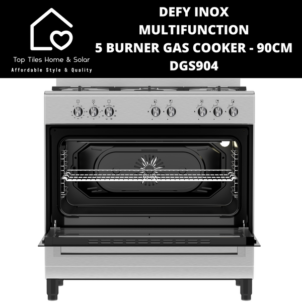 Defy Inox Multifunction 5 Burner Gas Cooker - 90cm DGS904
