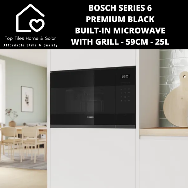 Bosch Series 6 - Premium Black Built-in Microwave with Grill - 59cm - 25L