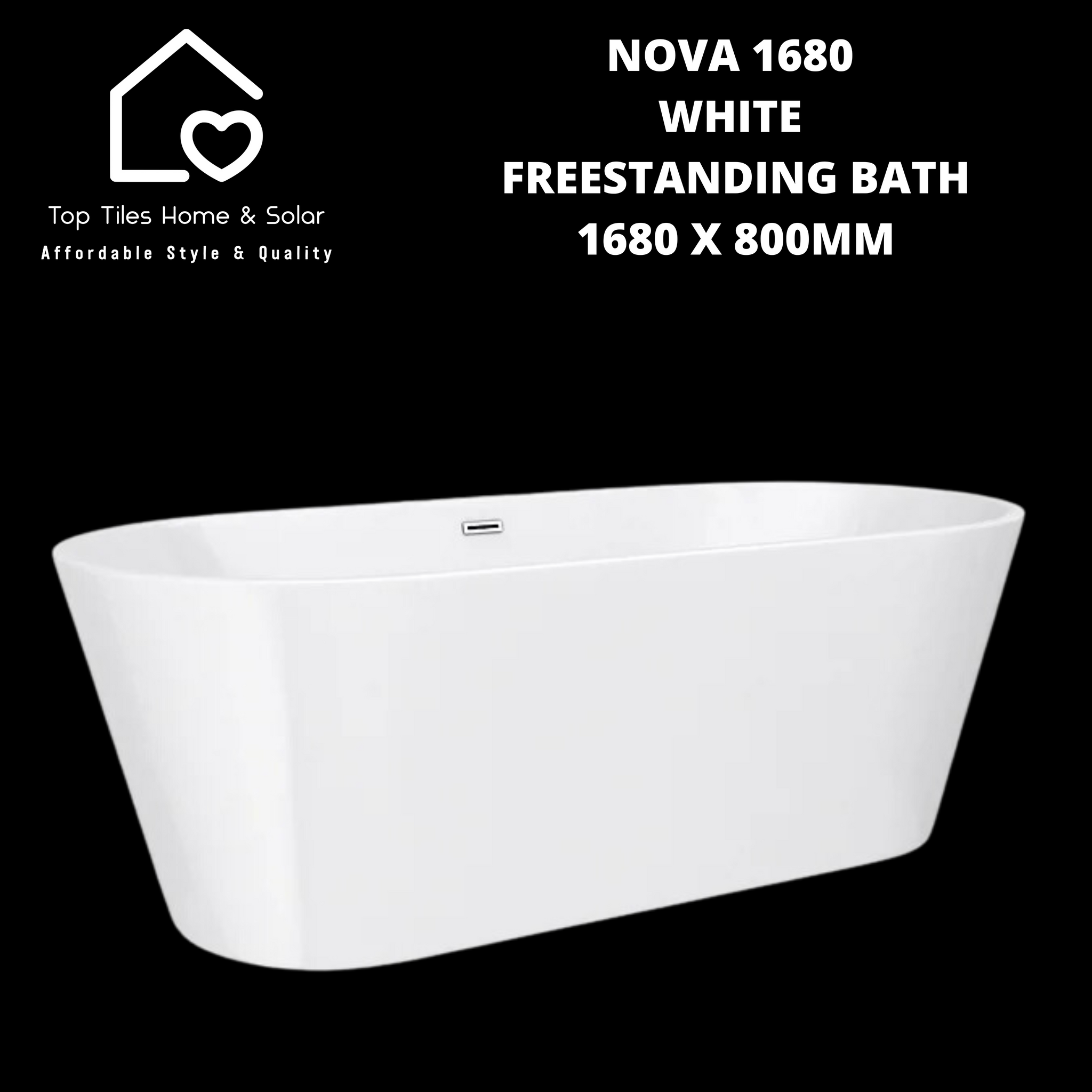 Nova 1680 White Freestanding Bath - 1680 x 800mm