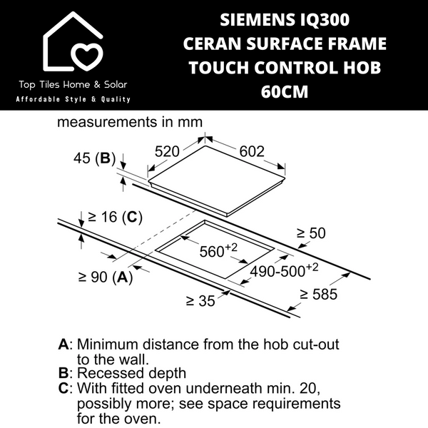 Siemens iQ300 - Ceran Surface Frame Touch Control Hob - 60cm