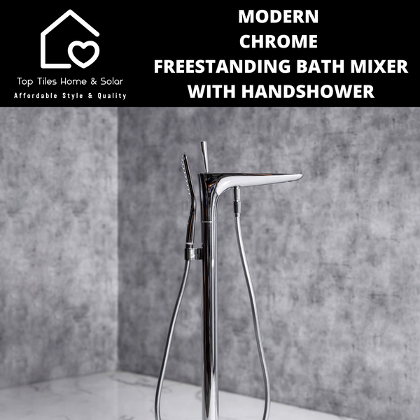 Modern Chrome Freestanding Bath Mixer With Handshower