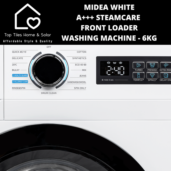 Midea White A+++ SteamCare Front Loader Washing Machine - 6kg